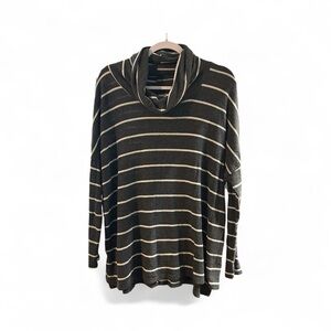 Papermoon Charcoal and Light Gray Striped Top